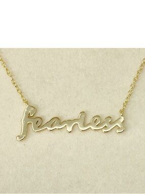 fearless Necklace from Argento Vivo Script Message Gold Word Art nwt New